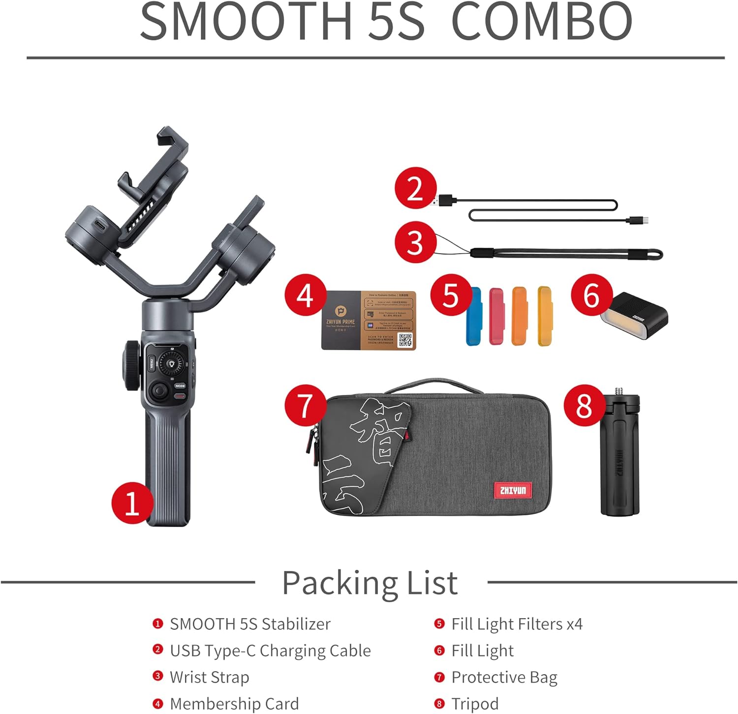 Zhiyun Smooth 5S Combo Professional Gimbal Stabilizer for Smartphone