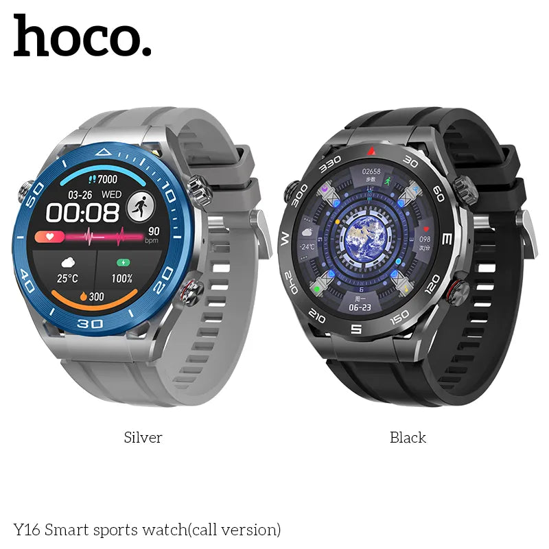 Hoco Y16 Smart Watch 1.39 inch Blood oxygen Heart Rate Sleep monitor IP68 Waterproof Smartwatch Men Women Support for calls