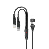 Trsumi 100W 2in1 A/C to Type-C & Lightning Braided Fast Charging Cable - Black