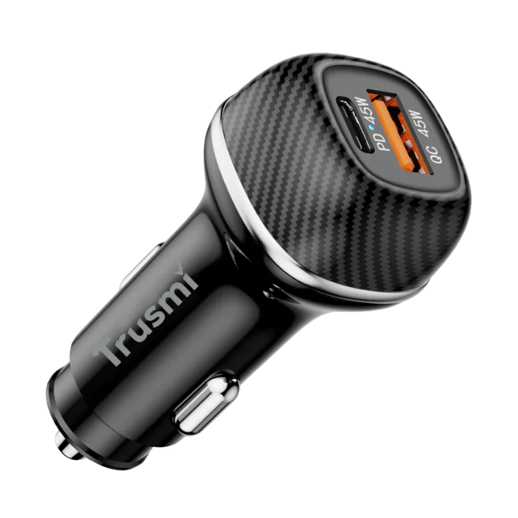 48W PPS Dual A+C Fast Car Charger - Carbon Fiber Black