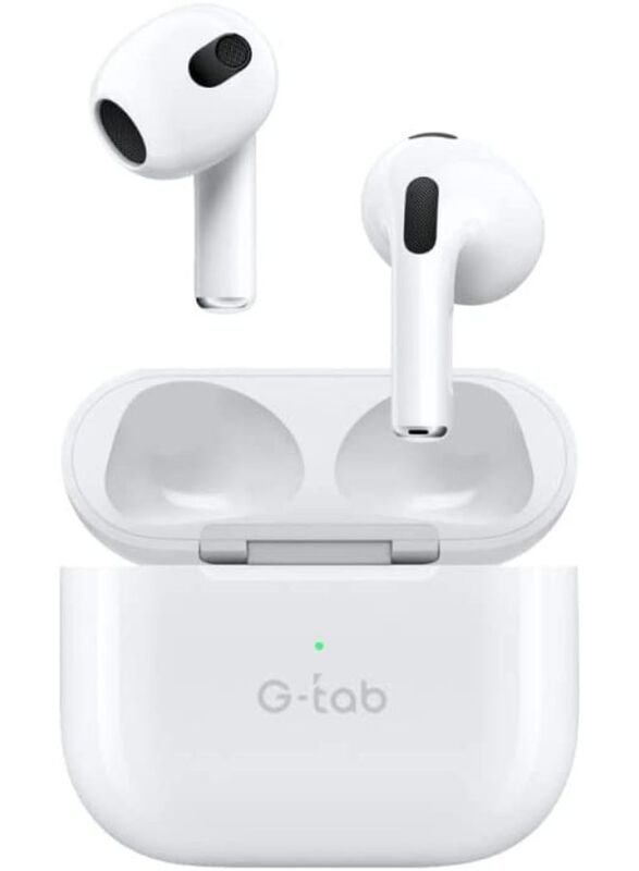 G-Tab Air4 True Wireless Earbuds, Bluetooth Earphones V5.0 with Clear Calls,HIFI Sound Quality, White