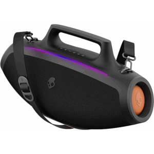 Skullcandy Barrel Bluetooth Boombox Speaker – Water-Resistant Wireless Portable Speaker, with LED Lightshow Mode, 12 Hour Battery, Multi-Link, & USB-C & USB-A Output Charging