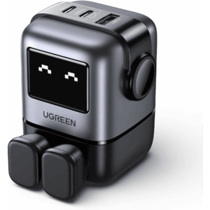 UGREEN UNO 65W Type C Charger, Funny Display 3-Port Nexode Fast Charging Power Adapter GaN Laptop Wall Charge Plug Compatible for MacBook Air/HP/Dell/Lenovo, iPhone 17 Pro Max, Galaxy S25/S24 Ultra