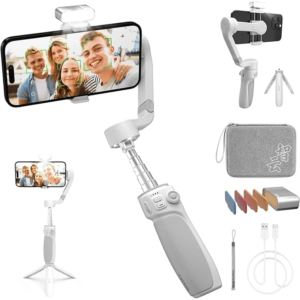 ZHIYUN Smooth Q4 Combo Gimbal Stabilizer [Official], 3-Axis Smartphone Phone Gimbal, Built-in Extension Rod, Foldable and Portable, Android and iPhone Gimbal, Vlogging Stabilizer, TikTok YouTube Video