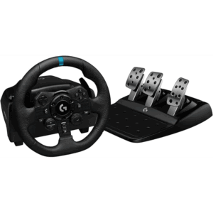 Logitech G923 Racing Wheel and Pedals, TRUEFORCE Feedback, Responsive Driving Design, Dual Clutch Launch Control, Genuine Leather Steering Wheel Cover, for PS5, PS4, PC, Mac - Black
